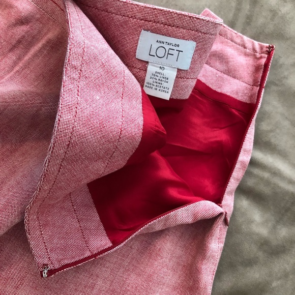 Ann Taylor LOFT linen/rayon red and white EUC - Picture 2 of 8